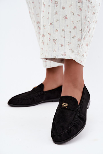Mocassini da donna con rouches e dettagli decorativi in colore nero Kairo 2