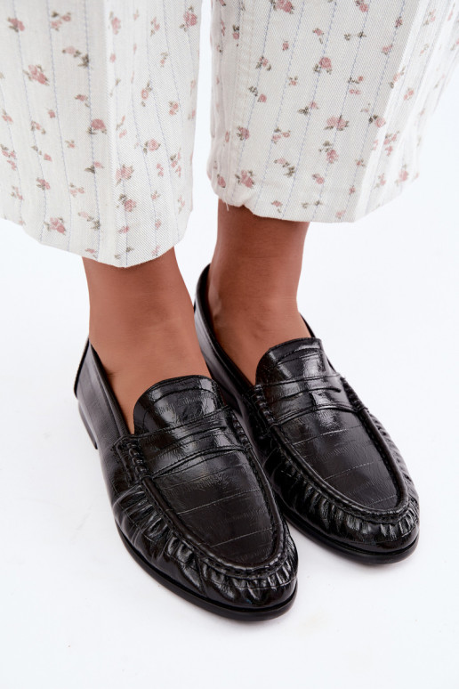 Mocassini lucidi da donna con rouches in colore nero Dulcy