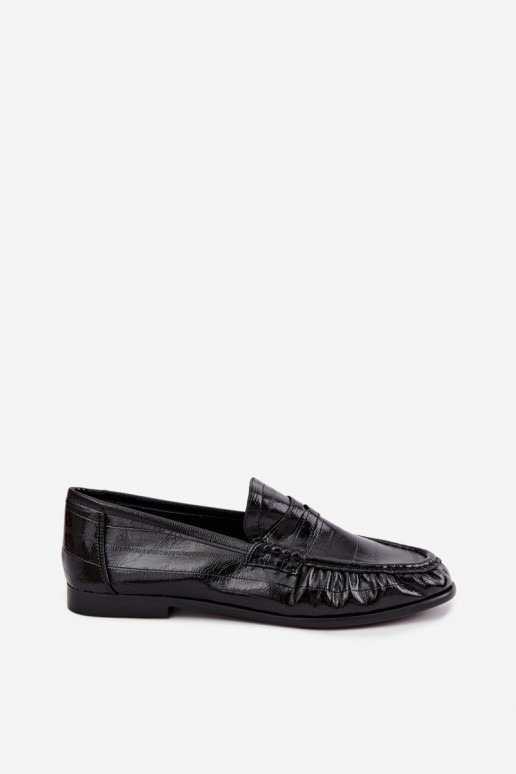 Mocassini lucidi da donna con rouches in colore nero Dulcy