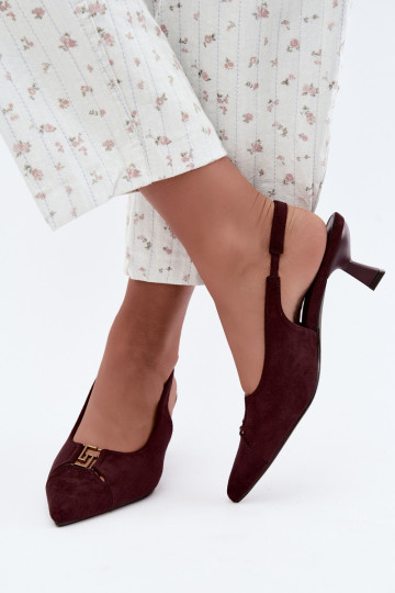 Sandali con tacco e tallone aperto e dettagli decorativi in colore bordeaux Gilly 2