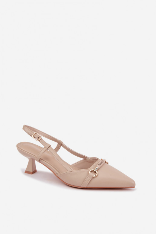 Sandali con tacco da donna con punte affusolate in colore sabbia Felessa