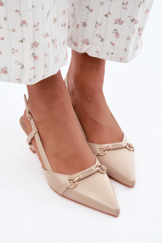 Sandali con tacco da donna con punte affusolate in colore sabbia Felessa