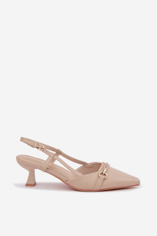 Sandali con tacco da donna con punte affusolate in colore sabbia Felessa
