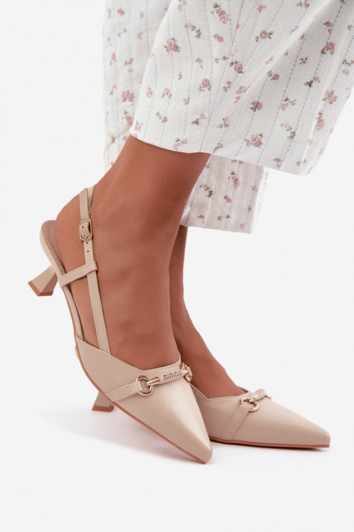 Sandali con tacco da donna con punte affusolate in colore sabbia Felessa
