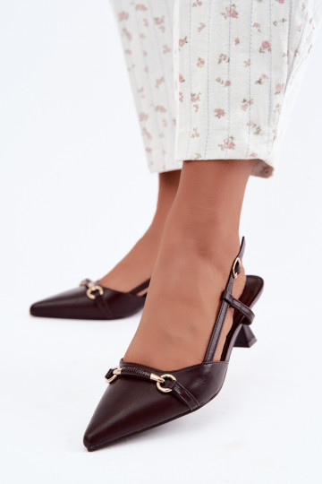 Sandali con tacco da donna con punte affusolate in colore bordeaux Felessa 2
