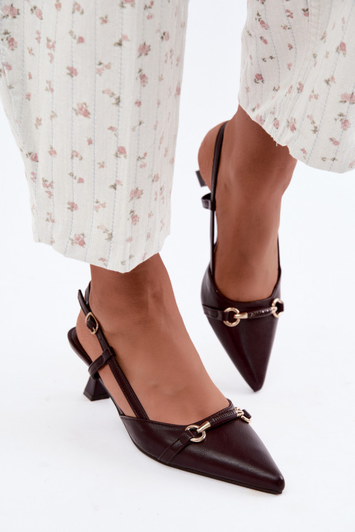 Sandali con tacco da donna con punte affusolate in colore bordeaux Felessa