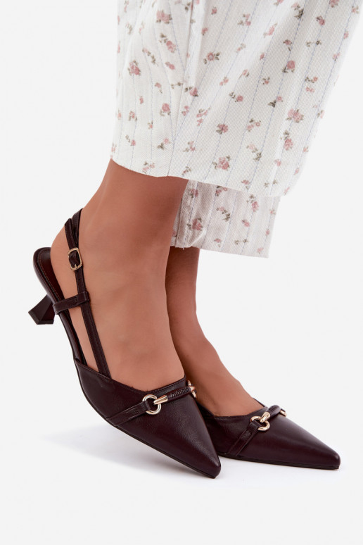 Sandali con tacco da donna con punte affusolate in colore bordeaux Felessa