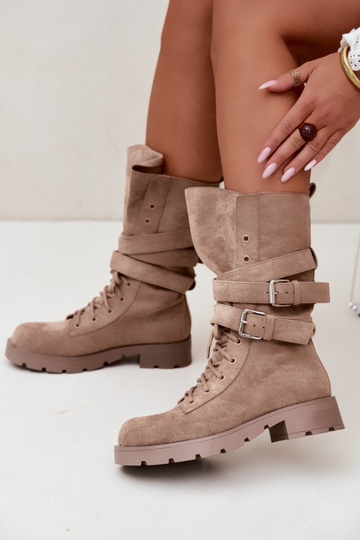 riscaldamento Stivaletti da lavoro con fibbie beige Patsy