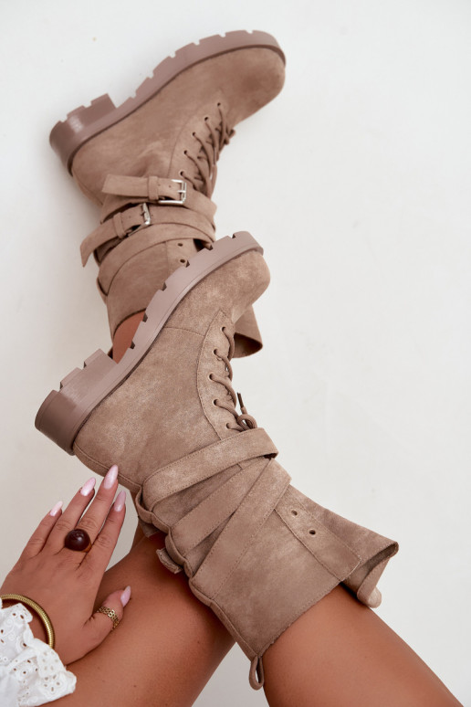 riscaldamento Stivaletti da lavoro con fibbie beige Patsy