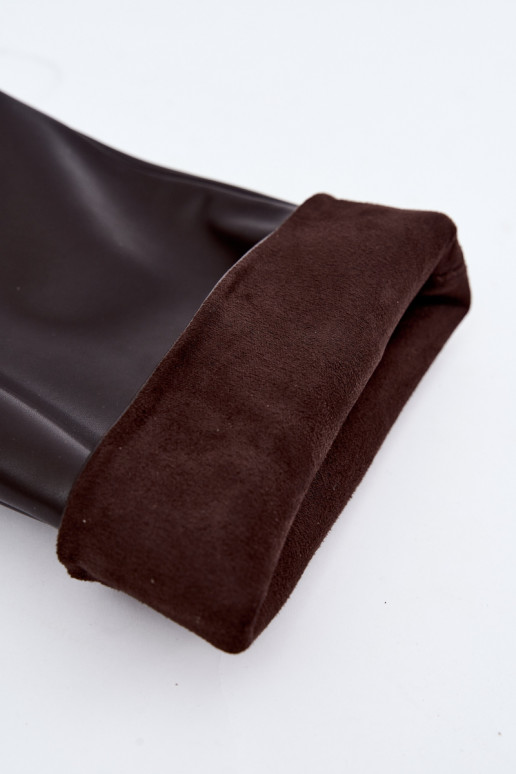 stivali alti slip-on con tacco in colore cioccolato Falina