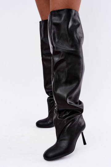stivali alti da donna con tacco sottile in colore nero Galena