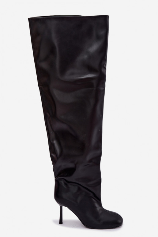 stivali alti da donna con tacco sottile in colore nero Galena