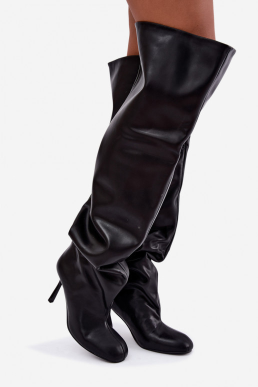stivali alti da donna con tacco sottile in colore nero Galena