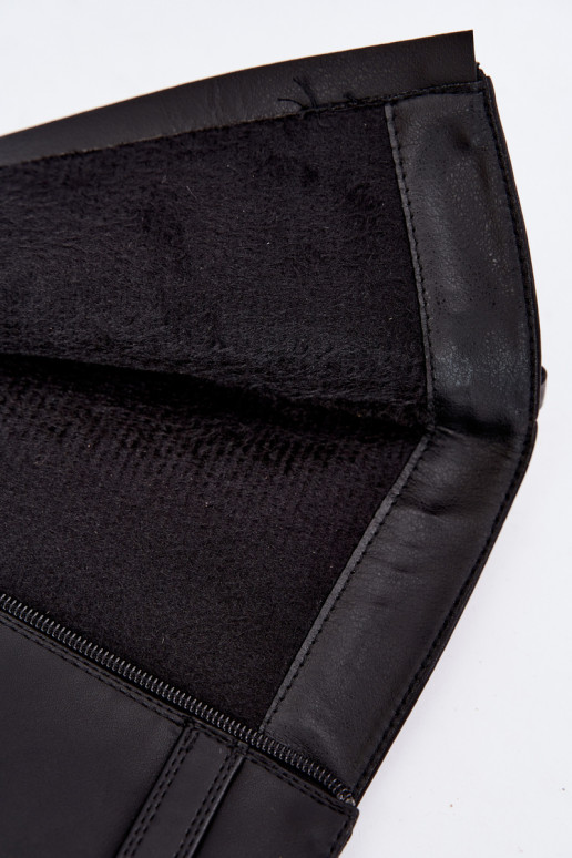 stivali alti da donna con tacco basso e fibbie in colore nero Orlisa