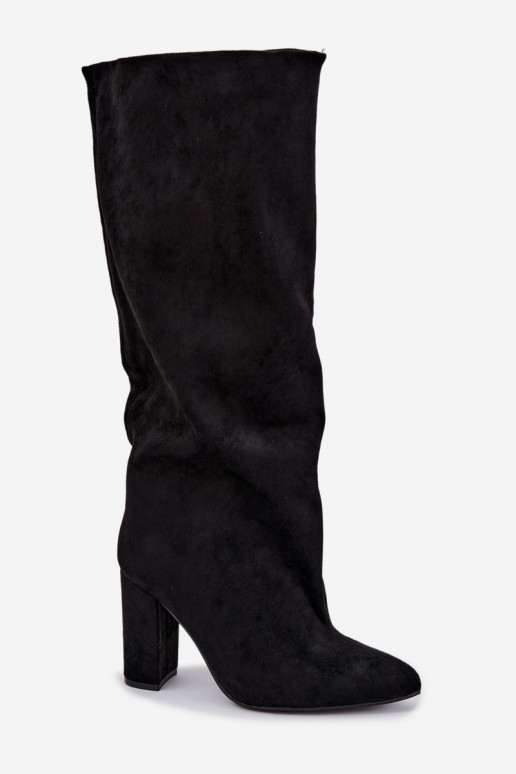 stivali alti slip-on con tacco in colore nero Emeline