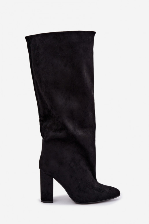 stivali alti slip-on con tacco in colore nero Emeline
