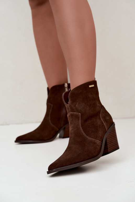 Stivaletti cowboy color marrone cioccolato con tacco Big Star