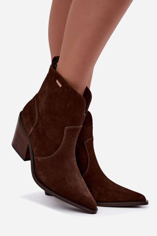 Stivaletti cowboy color marrone cioccolato con tacco Big Star