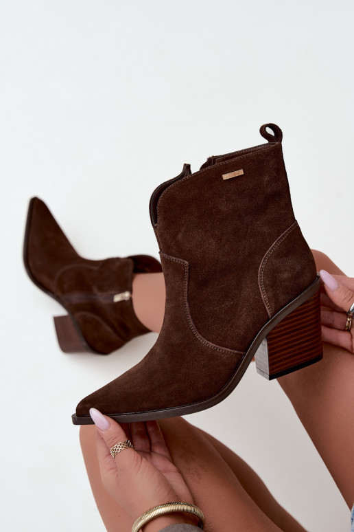 Stivaletti cowboy color marrone cioccolato con tacco Big Star