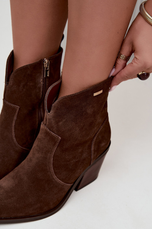 Stivaletti cowboy color marrone cioccolato con tacco Big Star