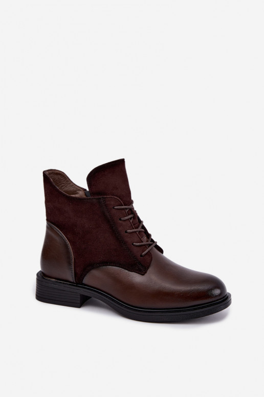 Stivaletti color marrone cioccolato con tacco largo Ismerae