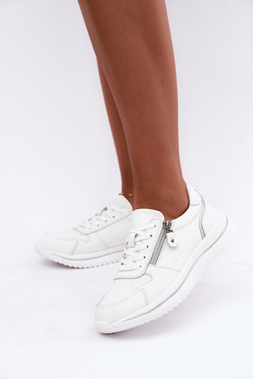 Sneakers in pelle con zip decorativa bianca Oselia