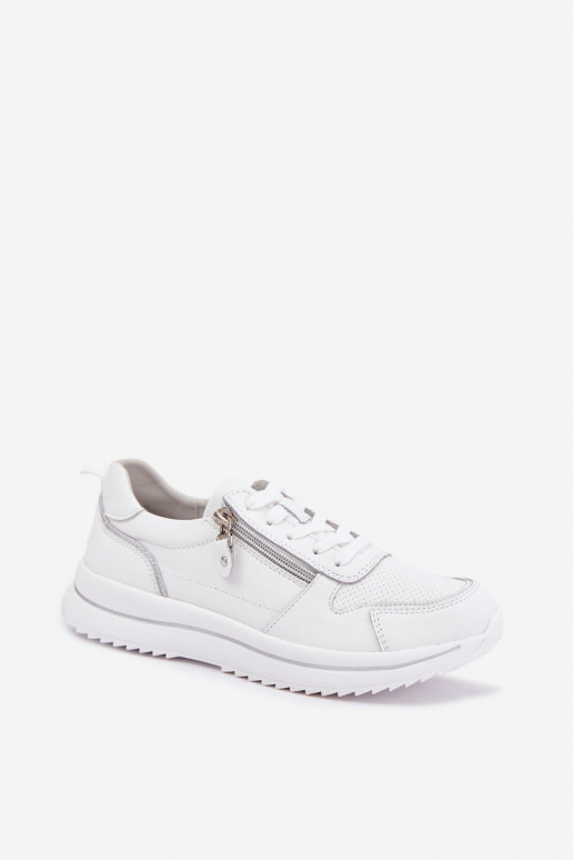 Sneakers in pelle con zip decorativa bianca Oselia