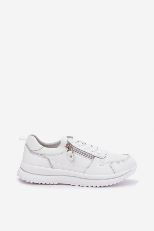 Sneakers in pelle con zip decorativa bianca Oselia