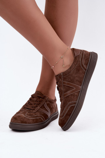 Sneakers in pelle e suede marroni Cariva