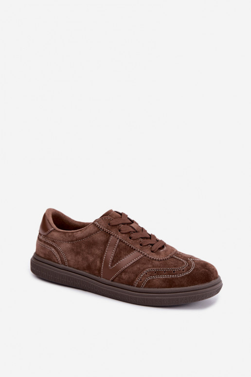 Sneakers in pelle e suede marroni Cariva