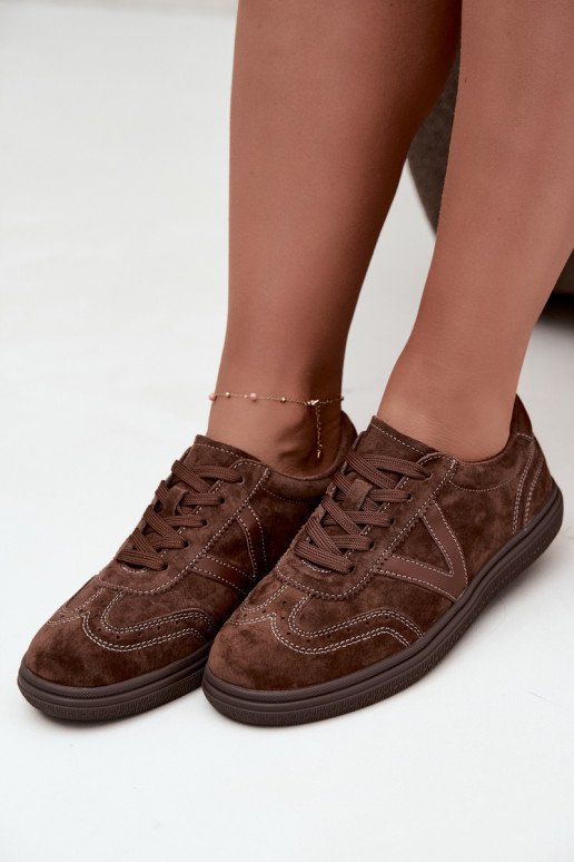 Sneakers in pelle e suede marroni Cariva