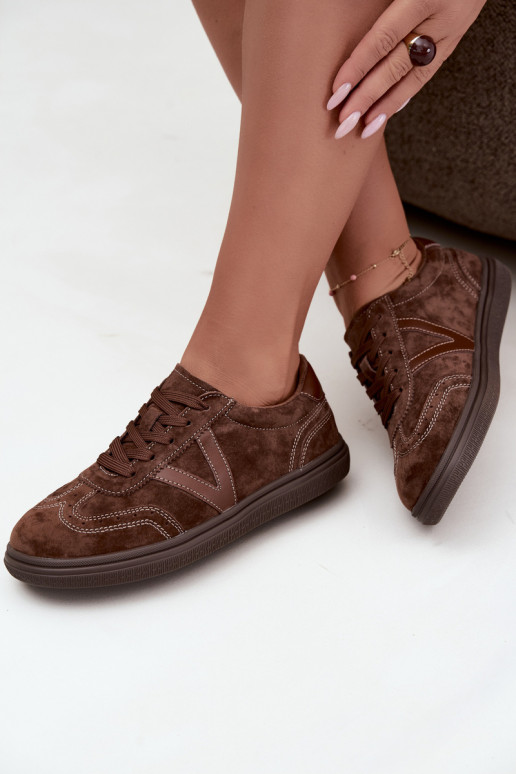 Sneakers in pelle e suede marroni Cariva