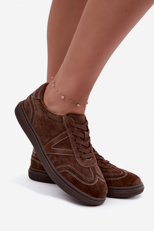 Sneakers in pelle e suede marroni Cariva