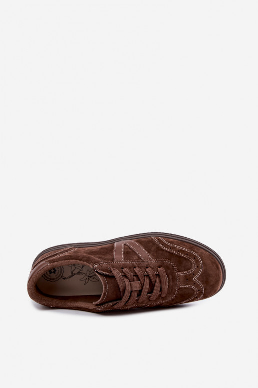 Sneakers in pelle e suede marroni Cariva