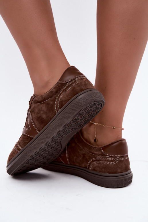 Sneakers in pelle e suede marroni Cariva