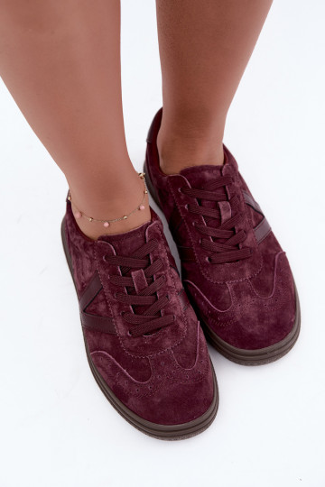Sneakers in pelle e suede bordeaux Cariva