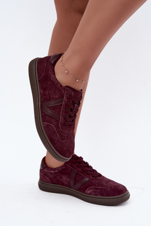 Sneakers in pelle e suede bordeaux Cariva
