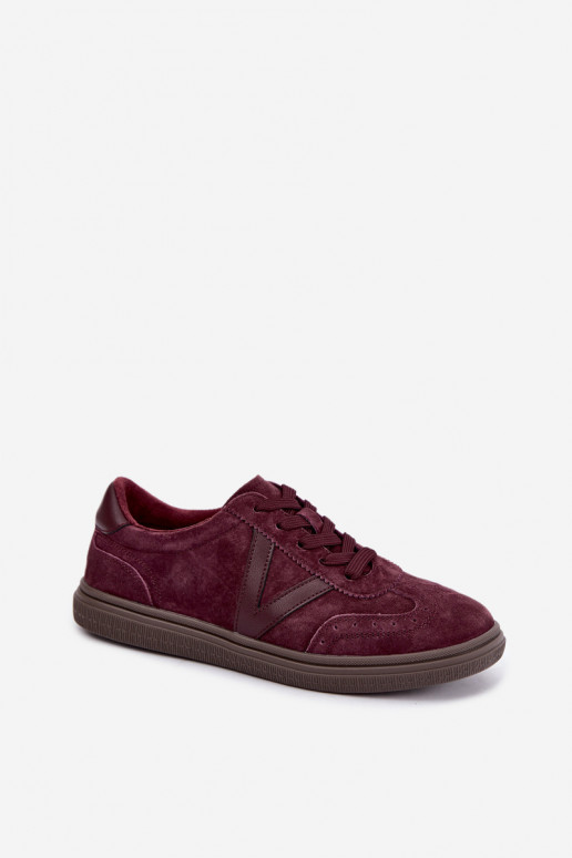 Sneakers in pelle e suede bordeaux Cariva