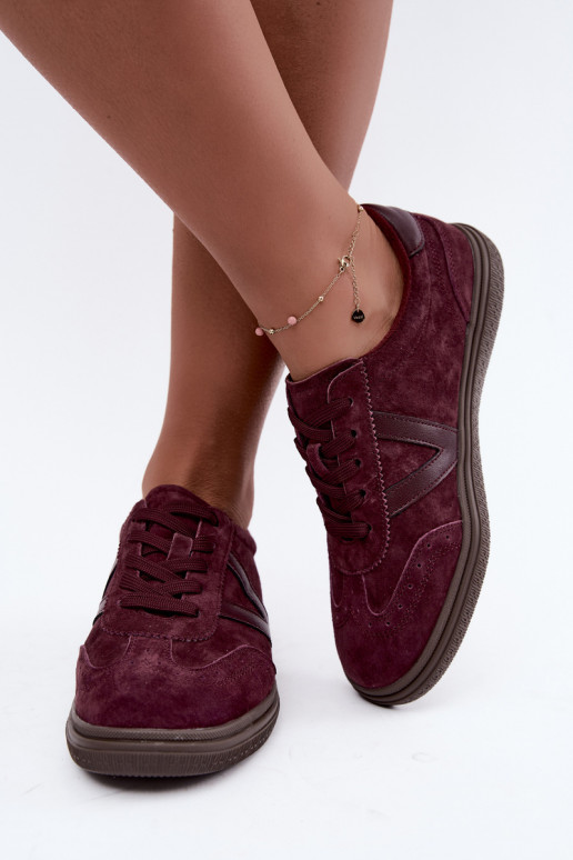 Sneakers in pelle e suede bordeaux Cariva