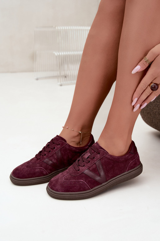Sneakers in pelle e suede bordeaux Cariva