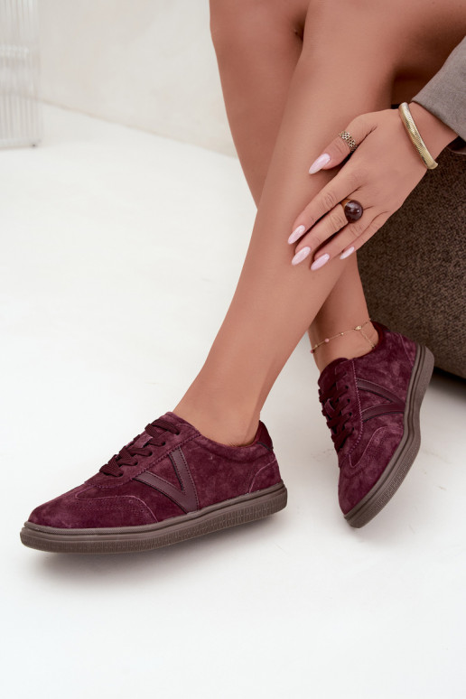 Sneakers in pelle e suede bordeaux Cariva