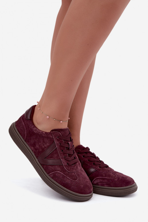 Sneakers in pelle e suede bordeaux Cariva