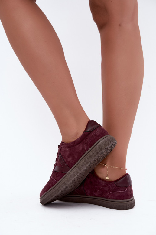 Sneakers in pelle e suede bordeaux Cariva