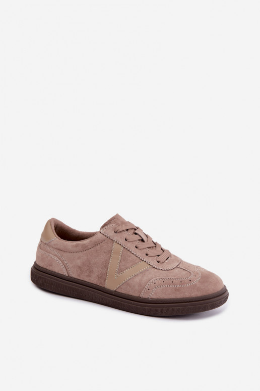 Sneakers in pelle e suede color sabbia Cariva