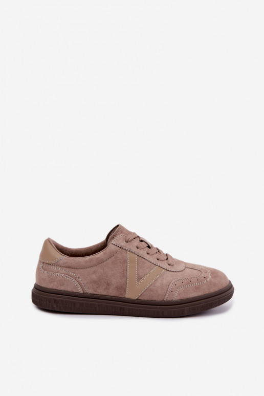 Sneakers in pelle e suede color sabbia Cariva
