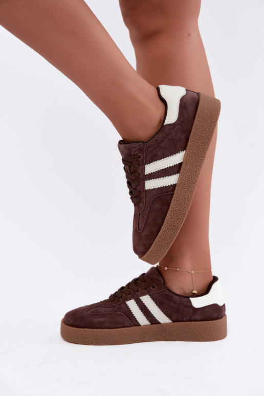 Sneakers in suede color cioccolato e bianco Bellmont
