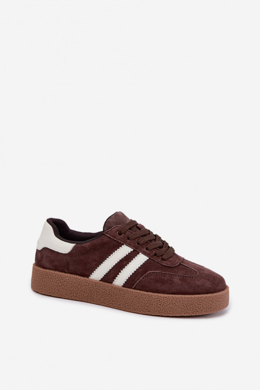 Sneakers in suede color cioccolato e bianco Bellmont