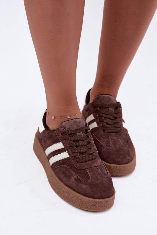 Sneakers in suede color cioccolato e bianco Bellmont