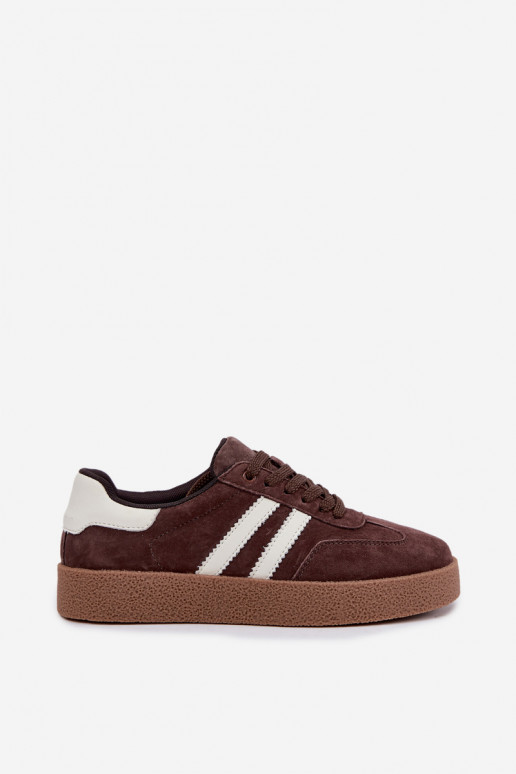 Sneakers in suede color cioccolato e bianco Bellmont