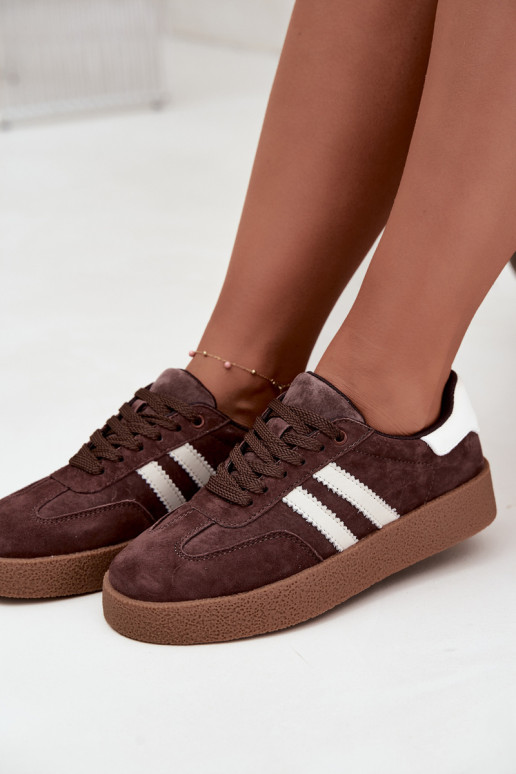 Sneakers in suede color cioccolato e bianco Bellmont
